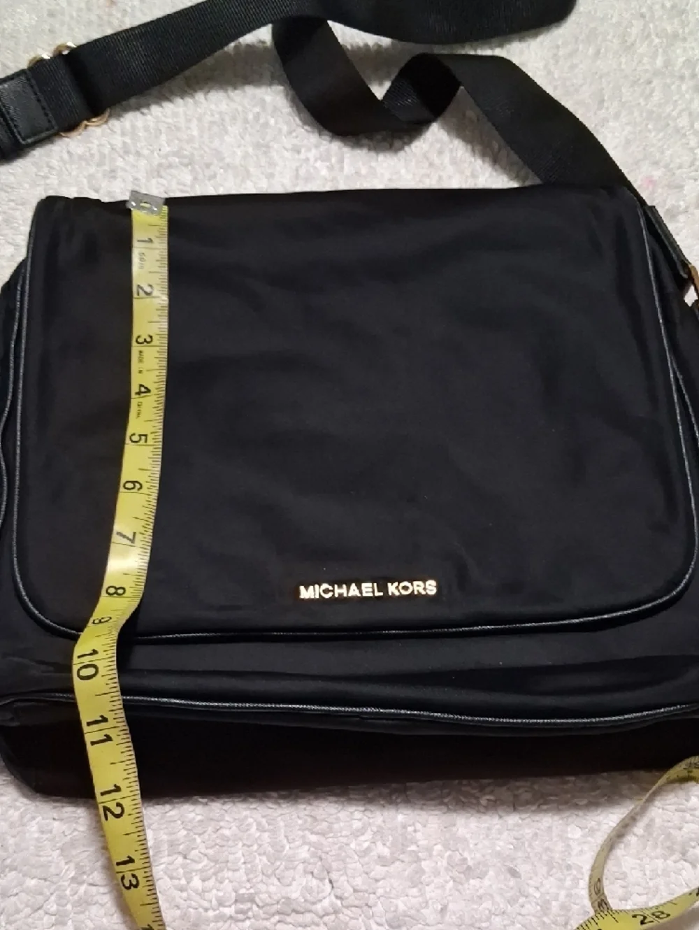 Michael Kors Black Nylon Messenger Bag with Gold Logo